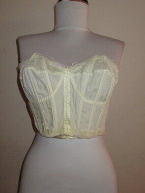 Vintage 1950's Deala Of Miami Lace Boned Bustier Corset Pin-Up Bullet Bra 38